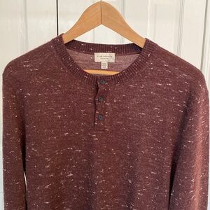 Club Monaco / Crewneck Henley Sweater / Maroon / Medium